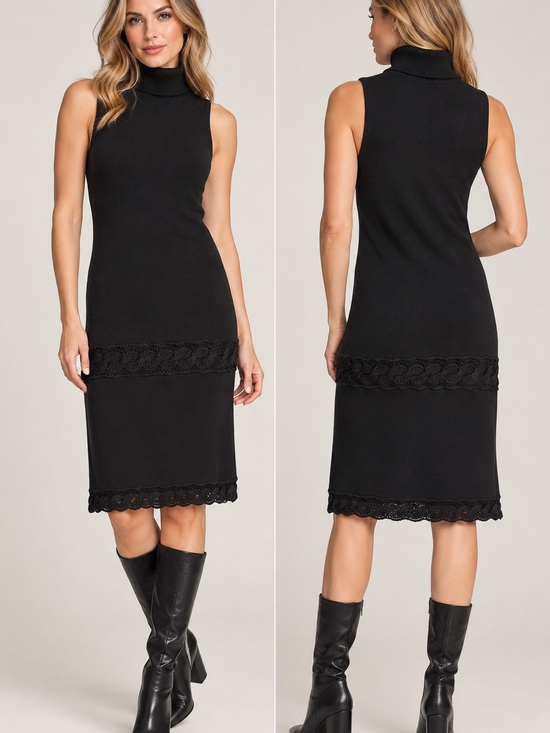 vfish Dresses & Skirts - 🖤MAKE OFFER🖤NWT vfish Black Sleeveless Turtleneck Midi Sweater Dress Large